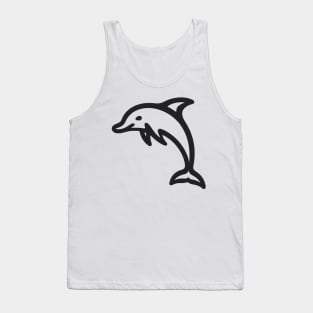 Stick Figure of a Dolphin in Black Ink Tank Top